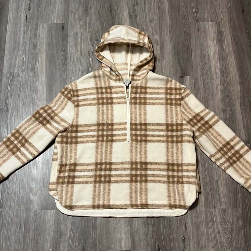 joie plaid 3/4 zip pullover hoodie